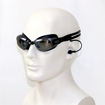 Μαύρα επιμεταλλωμένα γυαλιά κολύμβησης με ωτοασπίδα Επαγγελματικά γυαλιά κολύμβησης σιλικόνης για ενήλικες, γυαλιά κολύμβησης κατά της ομίχλης Ανδρικά γυναικεία γυαλιά