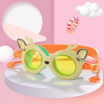 Нови детски очила за плуване с карикатура на Sika Deer, тапи за уши, UV и замъгляване - очила, устойчиви на мъже и жени, цена на едро