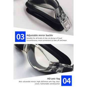 Очила за плуване против замъгляване, против ултравиолетови лещи, мъже, жени, очила за плуване, водоустойчиви регулируеми силиконови очила за плуване