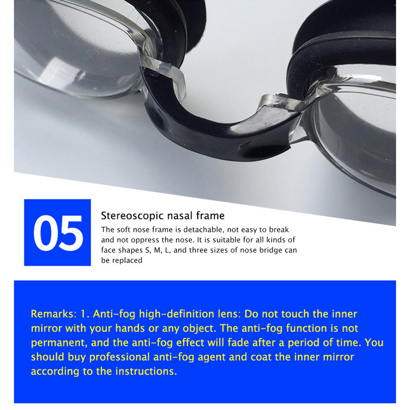 Úszószemüveg Párásodásmentes Ultraibolya lencse Férfi Női Úszószemüveg Vízálló, Állítható Szilikon Úszószemüveg