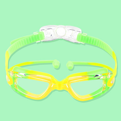 Детски очила за плуване със съединена тапа за уши HD очила против просмукване Очила за плуване Момчета Момичета UV400 Очила за плуване против замъгляване