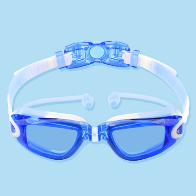 Детски очила за плуване със съединена тапа за уши HD очила против просмукване Очила за плуване Момчета Момичета UV400 Очила за плуване против замъгляване