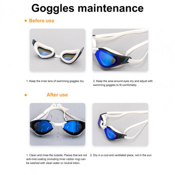 Очила за плуване Регулируеми водоустойчиви жени Мъжки очила за гмуркане с галванично покритие против замъгляване за водни спортове