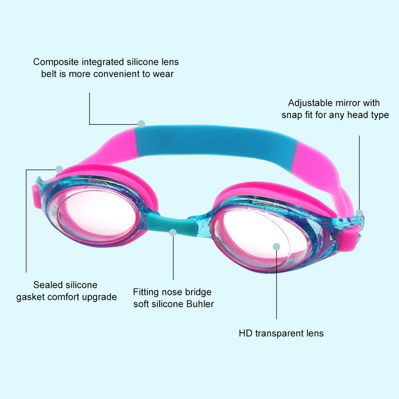 Színes úszóüveg gyermek Anti Flog nem szivárgó edzett úszóüveg állítható színes úszószemüveg B2Cshop