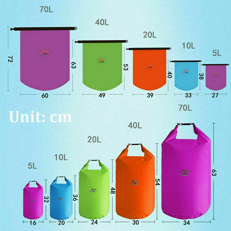 Lauko sausas vandeniui atsparus krepšys Sausas krepšys Vandeniui atsparus plūduriuojantis sausos įrangos krepšiai, skirti plaukiojimui žvejybai plaustais plaukioti 5L/10L/20L/40L/70