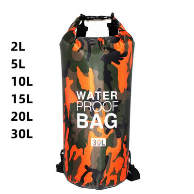 30L водоустойчива чанта за плуване Сух чувал Камуфлажни цветове Риболов Разходка с лодка Каякинг Съхранение Дрифтинг чанта за рафтинг 2L 5L 10L 15L 20L