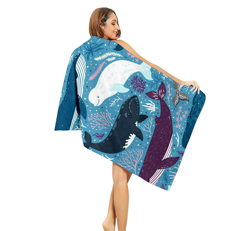 Állatnyomtatott strandtörölköző kültéri vízi sportokhoz úszófürdő gyorsan száradó törölköző mikroszálas strandtörölköző nyomtatott törölköző #t2p