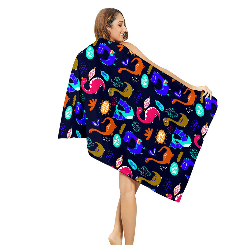 Állatnyomtatott strandtörölköző kültéri vízi sportokhoz úszófürdő gyorsan száradó törölköző mikroszálas strandtörölköző nyomtatott törölköző #t2p