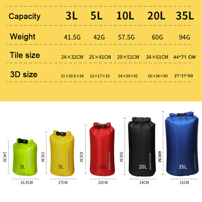 Sausas Krepšys 30D Nailonas Ultralengvas Drifting Plaukimo Šiukšlių Drabužiai Miegmaišis Sandėliavimo Krepšys Neperšlampamas Plaukimo Stovyklavietis Sportinis Krepšys