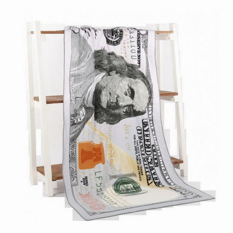 100 500 200 EURO Dollar Design fürdőlepedő Mikroszálas nyomtatási tevékenység Haj szuperlágy víz,70*140cm,