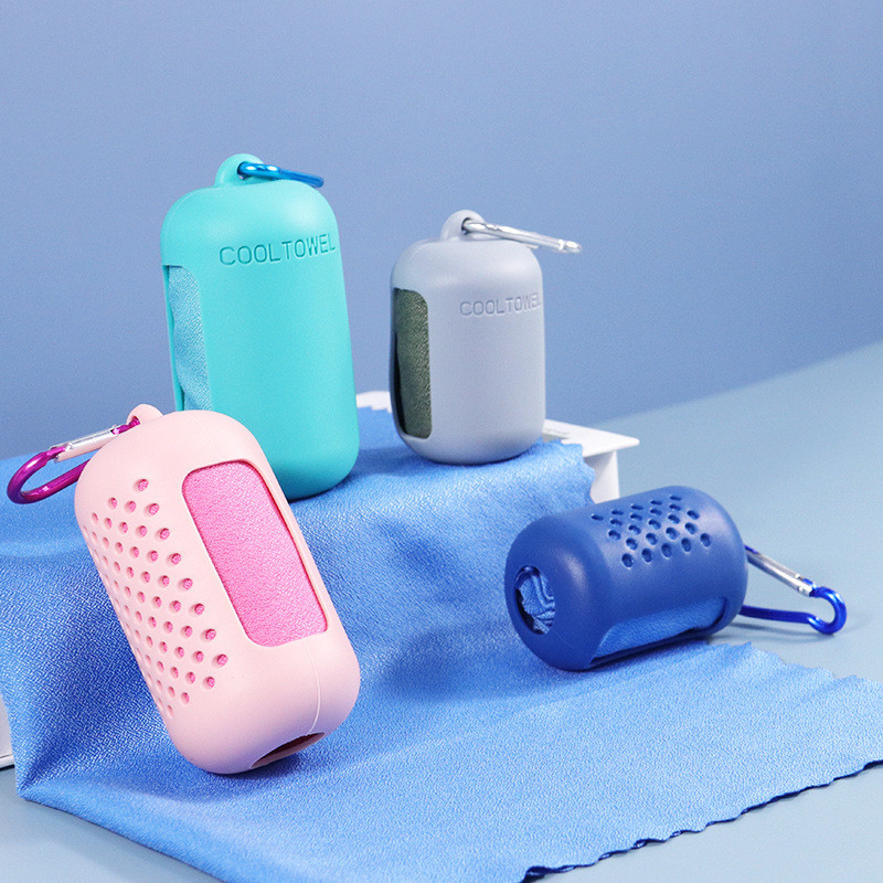 Prosop de sport Fibră de poliester Prosop pentru senzație de frig Manșon din silicon Răcire comprimată Absorbție de transpirație Prosop rece cu uscare rapidă