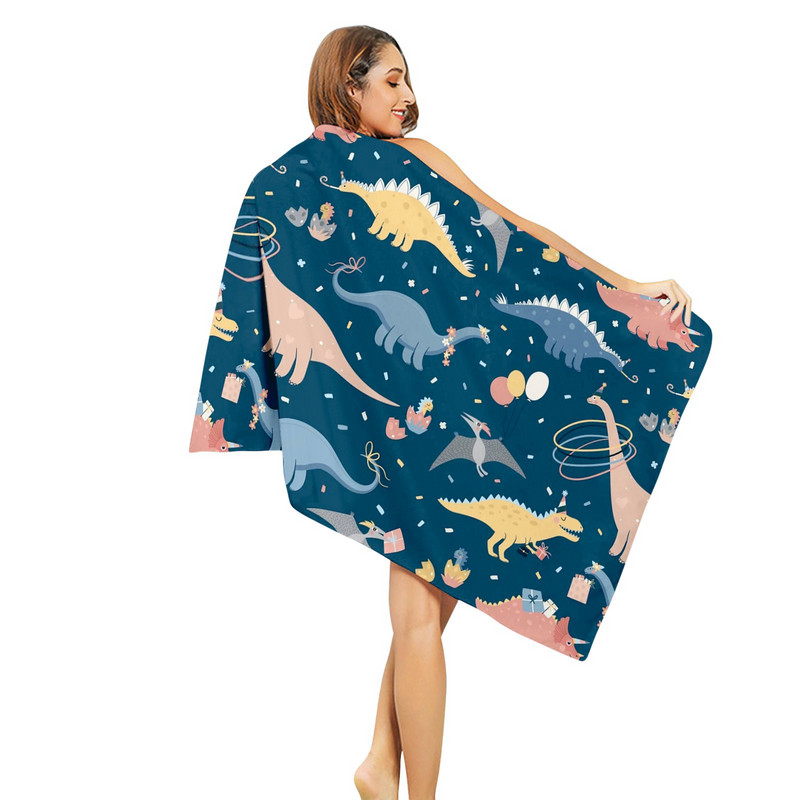 Prosop de plajă cu imprimare cu desene animate Prosop de baie pentru sporturi acvatice în aer liber Prosop de baie cu uscare rapidă Prosop de plajă din microfibră #t2p