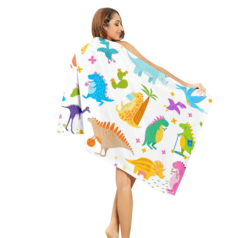 Prosop de plajă cu imprimare cu desene animate Prosop de baie pentru sporturi acvatice în aer liber Prosop de baie cu uscare rapidă Prosop de plajă din microfibră #t2p