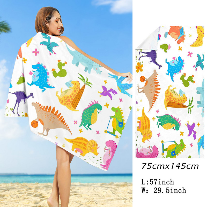 Prosop de plajă cu imprimare cu desene animate Prosop de baie pentru sporturi acvatice în aer liber Prosop de baie cu uscare rapidă Prosop de plajă din microfibră #t2p