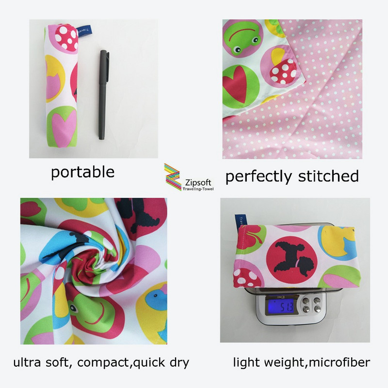 Prosop Zipsoft Roz Prosop gros pentru bebeluși Baie sportivă Piscină cu uscare rapidă pentru copii Fibre pentru plajă Drumeții și camping