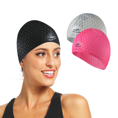 2022 Силиконова шапка за плуване Мъже Жени Голям размер Възрастни Шапка за плуване Високоеластична защита на ушите Дълга коса Спортни ултратънки шапки