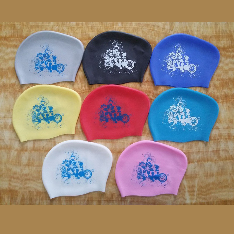 Moteriškos silikoninės vandeniui atsparios plaukimo kepuraitės moteriškos ilgų plaukų apsaugos Aukštos elastinės plaukimo kepuraitės nardymui baseine Nemokamas dydis