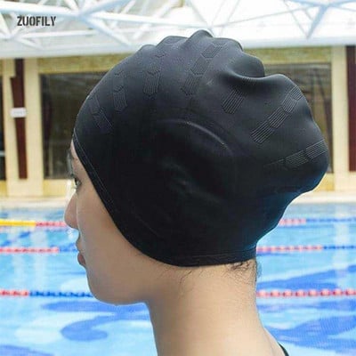 2022 НОВА Еластична шапка за плуване за възрастни, мъже, жени, водоустойчива шапка за басейн, защита на ушите, дълга коса, голяма силиконова шапка за гмуркане