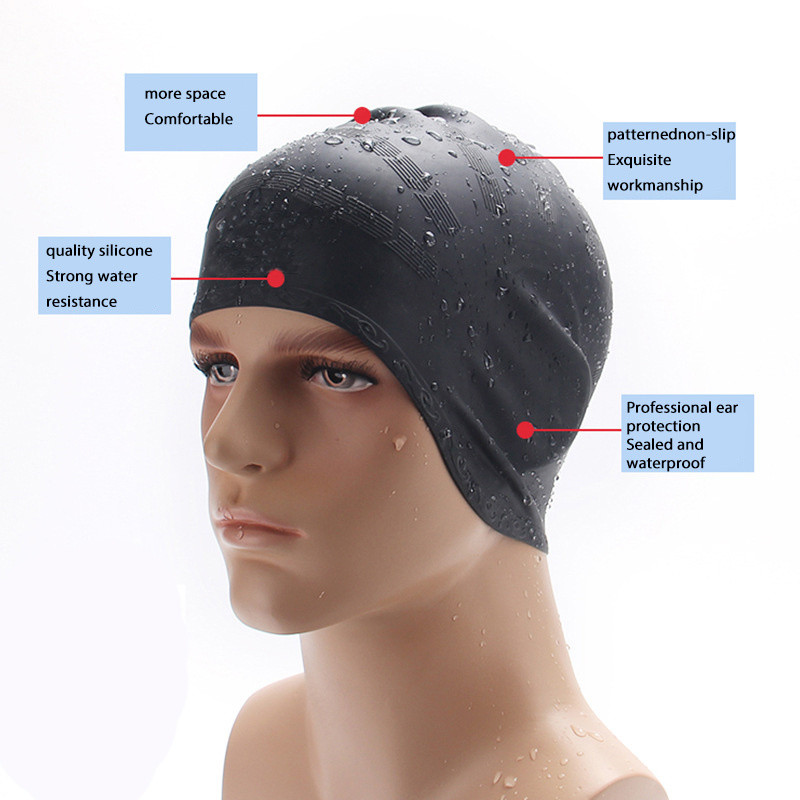 2022 NAUJA Suaugusiesiems skirta labai elastinga plaukimo kepuraitė vyrams, vandeniui atspari baseino kepuraitė, apsauganti ausis, ilgi plaukai, didelė silikoninė nardymo kepurė