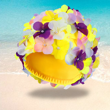 Шапка за плуване Swim Flowerfor Hat Caps Floral Petal Басейн за къпане Дамски размери Водоустойчив душ Найлон Три летни шапки 3D