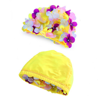Καπέλο Swimming Swim Flowerfor Καπέλα Καπέλα λουλουδάτο πέταλο Γυναικεία πισίνα Αδιάβροχο ντους νάιλον καπέλα 3D 3D