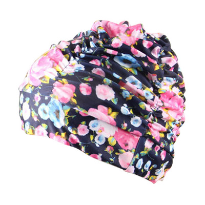 Női hosszú hajú úszósapka redőzött fürdősapka nylon medence divat sztreccs virágmintás rugalmas felnőtt strand