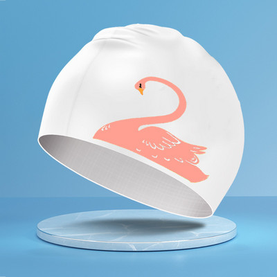 Női úszósapka, hosszú hajú fülvédő, nem fojtogató fej, divatos hattyúmintás szilikon vízálló úszósapka