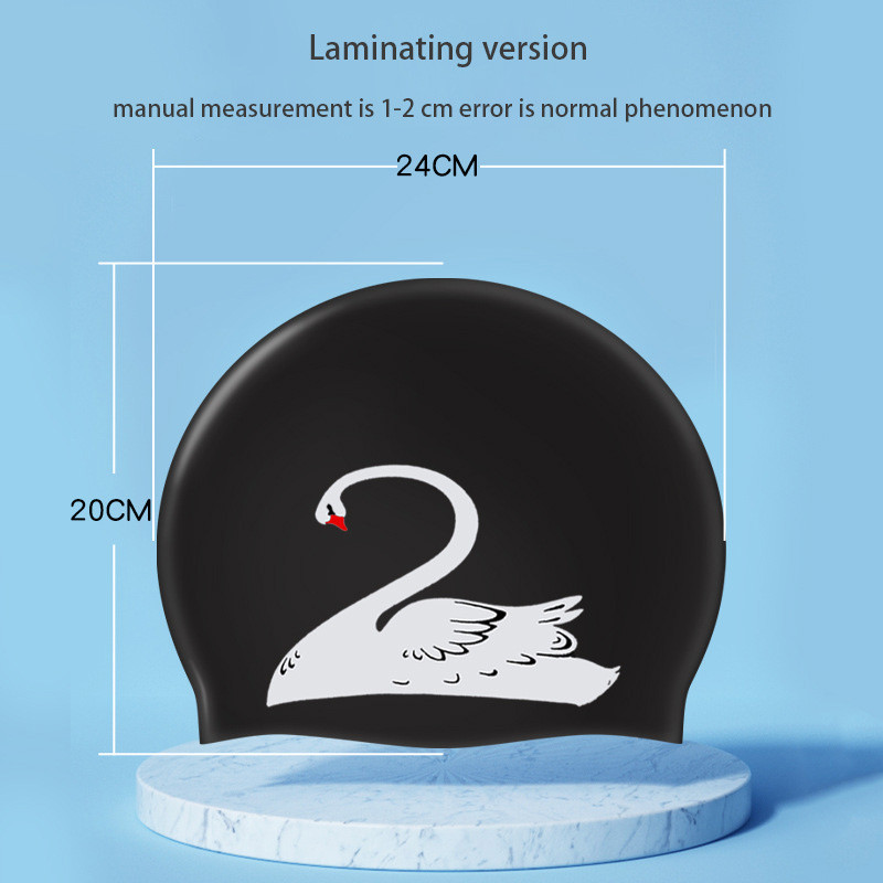 Női úszósapka, hosszú hajú fülvédő, nem fojtogató fej, divatos hattyúmintás szilikon vízálló úszósapka