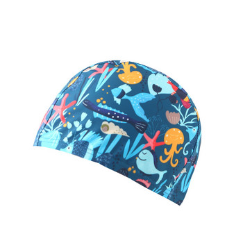 Нова детска шапка за плуване Дизайн с печат Момиче Момче Карикатура Сладки животни Шапка за плуване Модни бебешки екипировки за плуване на едро