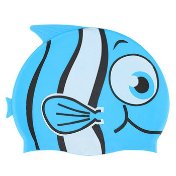 Детска шапка за плуване Силиконова високоеластична, водоустойчива и нехлъзгаща се шапка за плуване с анимационни цветове на сладки рибки Шапка за плуване с рибки