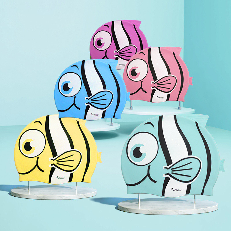 Gyermek úszósapka szilikon nagy rugalmasságú vízálló és csúszásmentes aranyos hal rajzfilm színes úszósapka hal fürdősapka