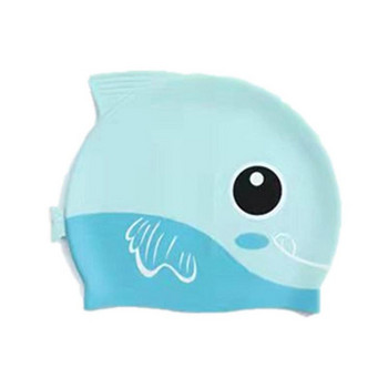 Детска силиконова шапка за плуване Водоустойчива удобна грижа за косата Детска шапка за плуване Карикатура Акула Еластична шапка за гмуркане Плувна шапка