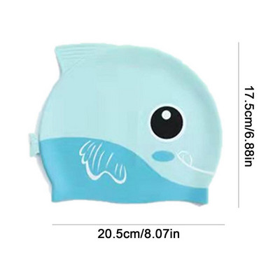 Cască de înot din silicon pentru copii, impermeabilă, confortabilă, pentru îngrijirea părului, șapcă de înot pentru copii, șapcă de înot elastică cu rechin din desene animate, șapcă de scufundări
