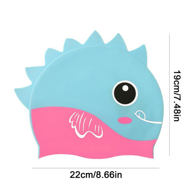 Cască de înot din silicon pentru copii, impermeabilă, confortabilă, pentru îngrijirea părului, șapcă de înot pentru copii, șapcă de înot elastică cu rechin din desene animate, șapcă de scufundări