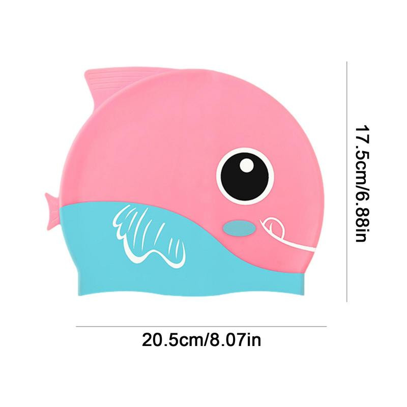 Cască de înot din silicon pentru copii, impermeabilă, confortabilă, pentru îngrijirea părului, șapcă de înot pentru copii, șapcă de înot elastică cu rechin din desene animate, șapcă de scufundări