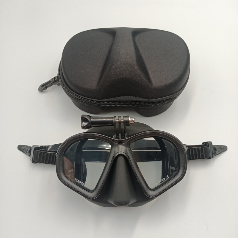 „Wet Gopro Mount“ mažo tūrio nardymo kaukė Grūdinto stiklo „Freeddive“ kaukė J tipo nardymo kaukės, nardymo su vamzdeliu rinkinys su fotoaparato laikikliu juodas