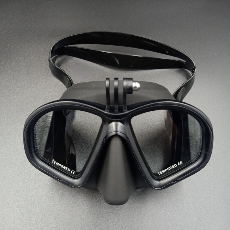 „Wet Gopro Mount“ mažo tūrio nardymo kaukė Grūdinto stiklo „Freeddive“ kaukė J tipo nardymo kaukės, nardymo su vamzdeliu rinkinys su fotoaparato laikikliu juodas