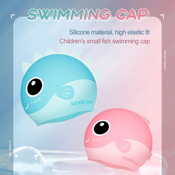AOLIKES Нова плувна шапка за басейн Сладки анимационни деца Деца Водоустойчива защита на ушите Дълга коса Момче Момиче Спортна шапка за плуване