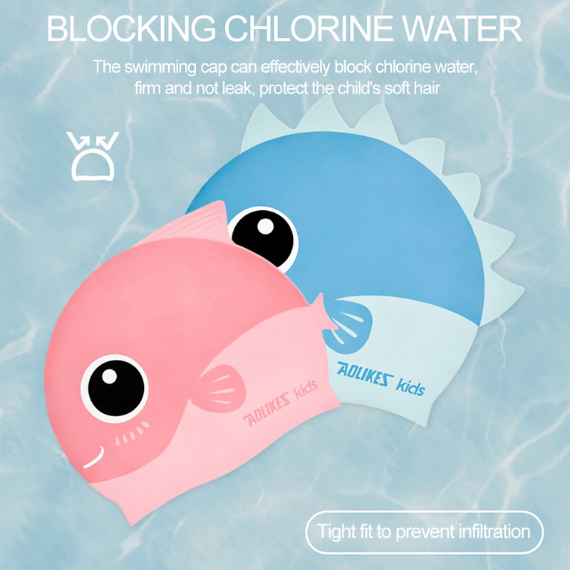 AOLIKES új úszósapka medencéhez aranyos rajzfilm gyerekeknek vízálló fülvédő hosszú haj fiú lány lány sport úszósapka