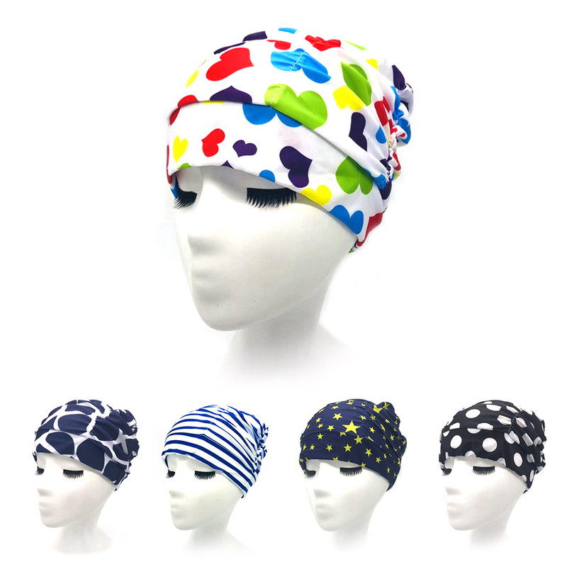 Uniszex strand puha búvárkodás fürdés hosszú haj, csúszásmentes, sztreccs sport úszósapka nagy rugalmasságú nylon turbán felnőtteknek nyomtatott