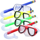 Child Diving Snorkeling Mask Swimming Scuba Total Dry Snorkel and Mask Glass Lens PVC 4 Color Child Diving Glass New