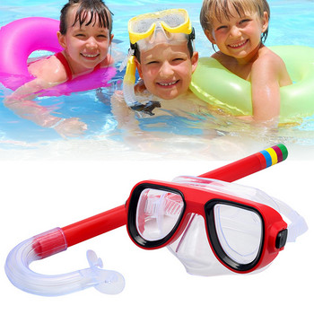 Child Diving Snorkeling Mask Swimming Scuba Total Dry Snorkel and Mask Glass Lens PVC 4 Color Child Diving Glass New