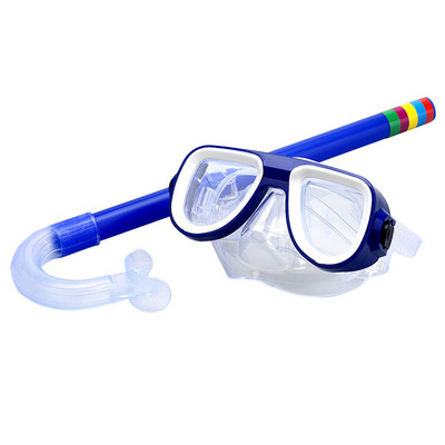 Child Diving Snorkeling Mask Swimming Scuba Total Dry Snorkel and Mask Glass Lens PVC 4 Color Child Diving Glass New