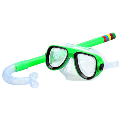Child Diving Snorkeling Mask Swimming Scuba Total Dry Snorkel and Mask Glass Lens PVC 4 Color Child Diving Glass New