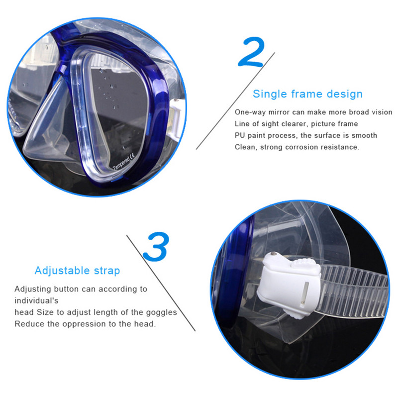Sukeldumismask Kaitseprillid Ujumine Sukeldumine Snorgeldamisklaasist varustus Karastatud karastatud klaas ujumiseks Sukeldumine Snorgeldamine