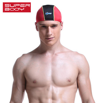 Superbody Brand man swimming σκουφάκι Αδιάβροχο προστατευτικό αυτί συσπασμένο καπέλο κολύμβησης άνετα καπάκια