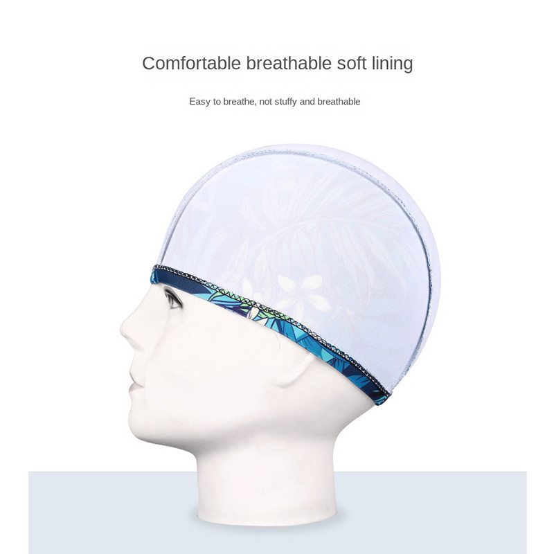 Moodne Ujumismüts Meeste Naiste Lilletrükiga pikkade juustega Spordibasseini ujumismüts Elastne Nailonist Turban Sport Ujumistarvikud