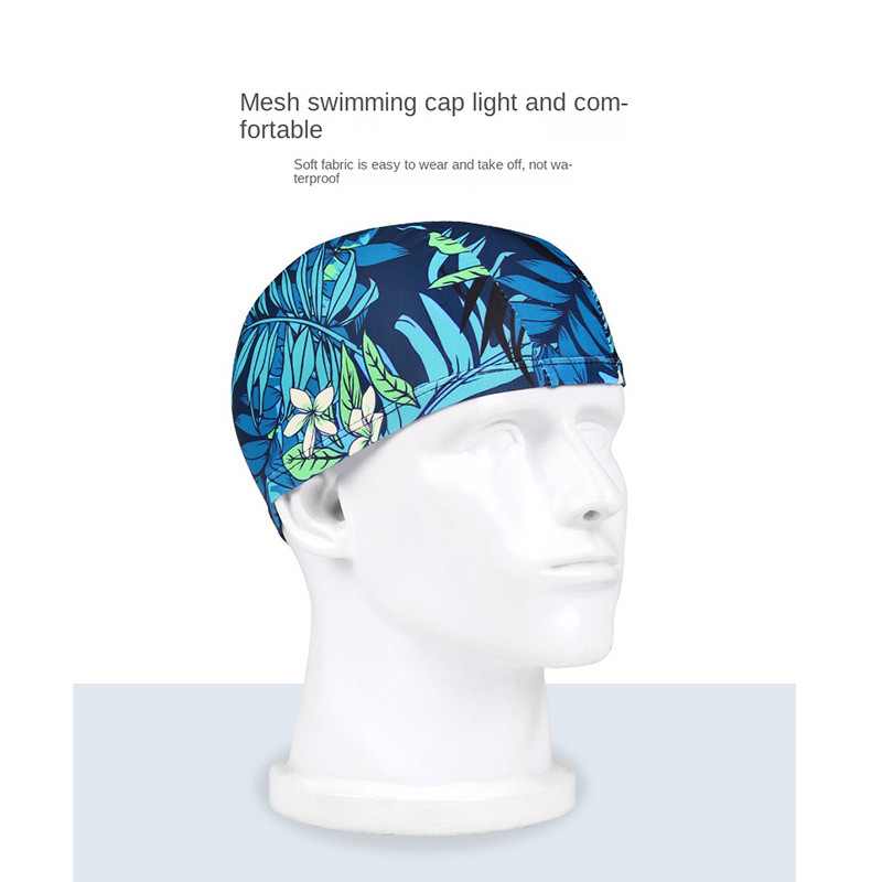 Moodne Ujumismüts Meeste Naiste Lilletrükiga pikkade juustega Spordibasseini ujumismüts Elastne Nailonist Turban Sport Ujumistarvikud