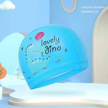 Hot Ears Плисирани свободни размери Анимационни щампи Еластичен найлонов тюрбан Шапки за къпане в басейн Дълга коса Защитава детска шапка за плуване