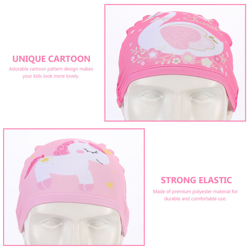 3 db Díszített Kiegészítők Fürdősapka Gyerek zuhanysapka Göndör haj Motorháztető Szilikon Úszósapka Digitális nyomtatás